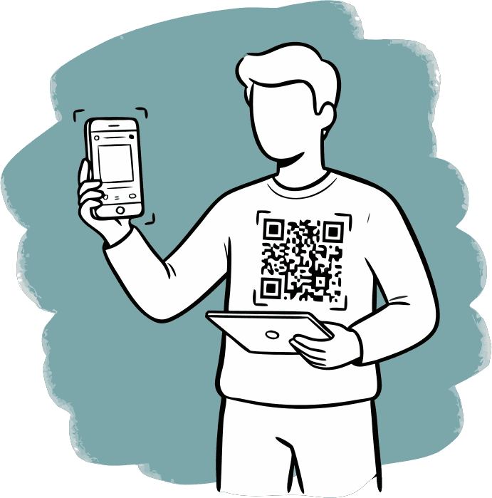 A person scanning a QR code. - Free AI SVG Vector Illustration and PNG