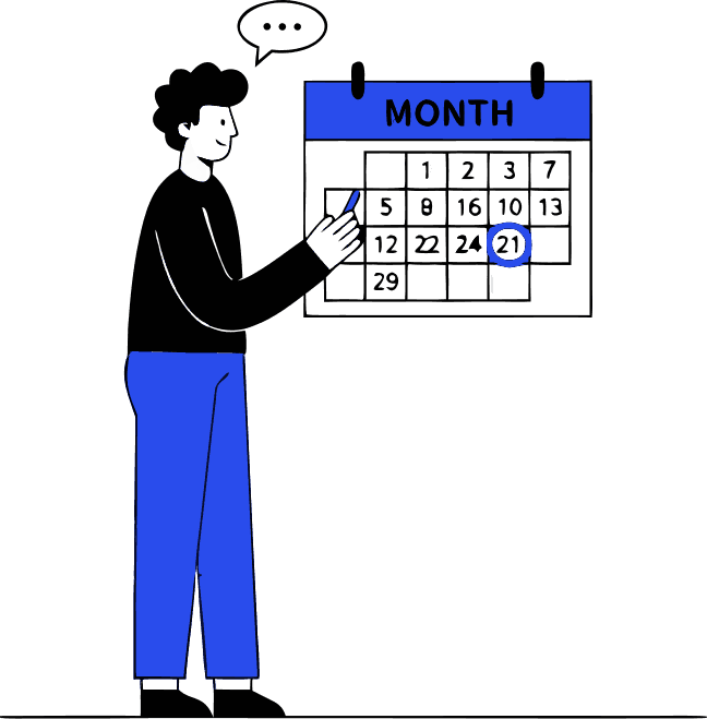 A person looking at a calendar. - Free AI SVG Vector Illustration and PNG