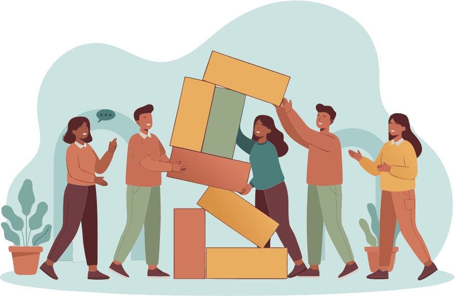 A team building with large blocks.
 - Free AI SVG Vector Illustration and PNG