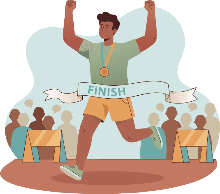 A man running, finishing a marathon. - Free AI SVG Vector Illustration and PNG