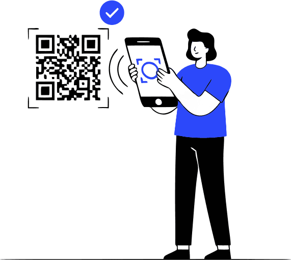 A person scanning a QR code. - Free AI SVG Vector Illustration and PNG