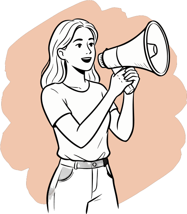 A woman holding a megaphone. - Free AI SVG Vector Illustration and PNG