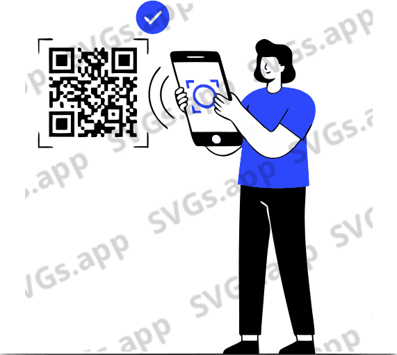 A person scanning a QR code. - Free AI SVG Vector Illustration