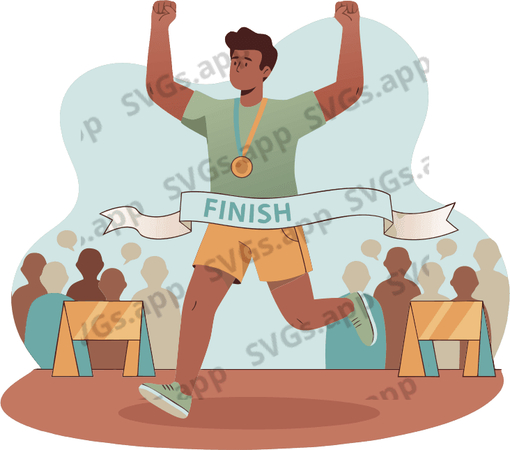 A man running, finishing a marathon. - Free AI SVG Vector Illustration