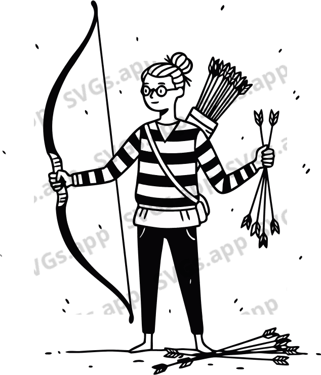 an archer with 2 bows and lot of arrows - Free AI SVG Vector Illustration