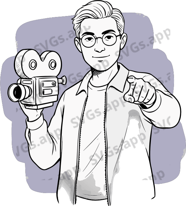 A filmmaker-founder looking all visionary towards the camera - Free AI SVG Vector Illustration