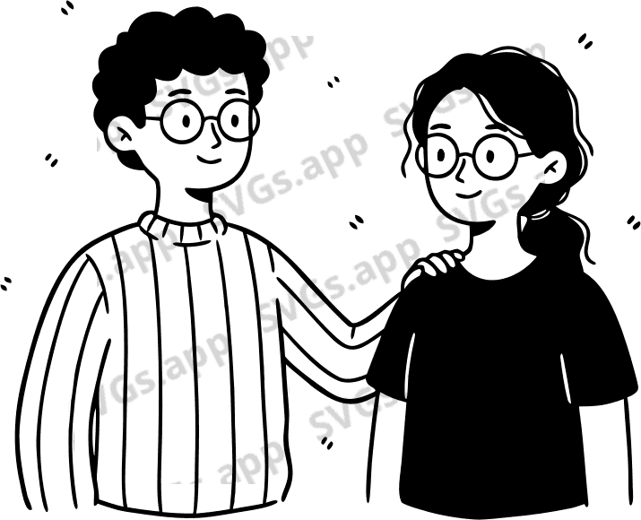 a parent beside his 20 year old student - Free AI SVG Vector Illustration
