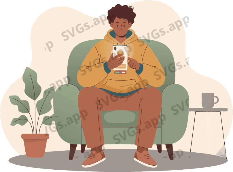 a guy interactng with an app - Free AI SVG Vector Illustration
