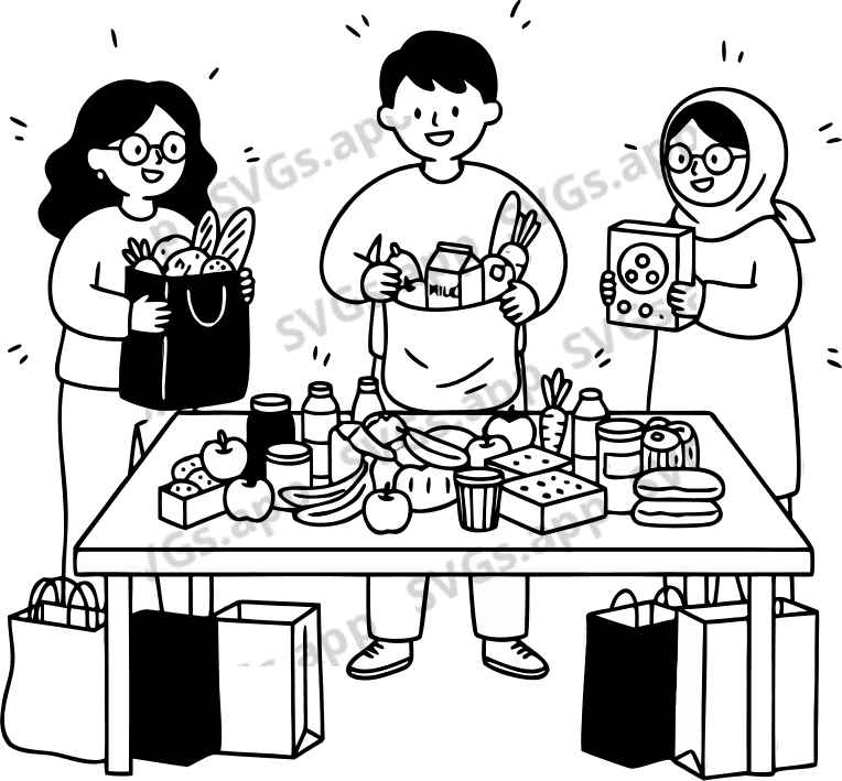 How did the groceries shopping went - Free AI SVG Vector Illustration