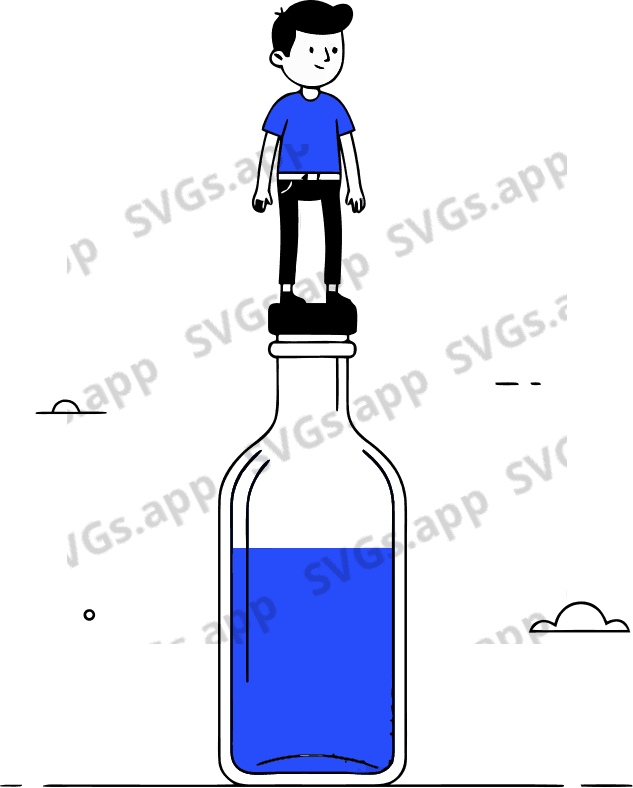 make a boy standing on bottle - Free AI SVG Vector Illustration