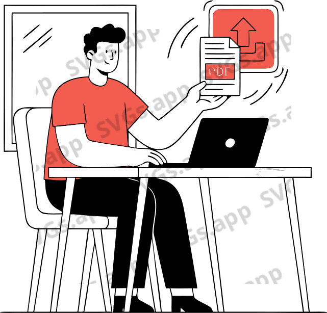 A minimal, modern illustration of a person effortlessly dragging a document into a floating interface. The person is relaxed and focused, seated at a clean desk with a laptop, while a PDF icon smoothly glides from their hand into a glowing upload area. The interface feels lightweight and friendly, with soft gradients and subtle motion cues suggesting ease and speed. No clutter, no complexity—just a single, intuitive action. Style is flat-meets-soft-3D, neutral color palette with gentle accent colors, conveying clarity, trust, and zero friction.
e13430 - Free AI SVG Vector Illustration