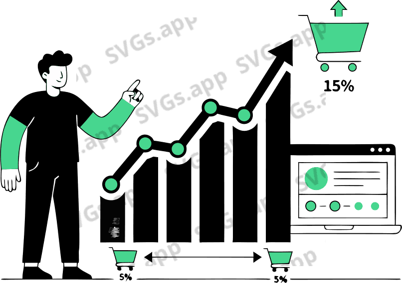 depict growth in conversion rate for a website - Free AI SVG Vector Illustration