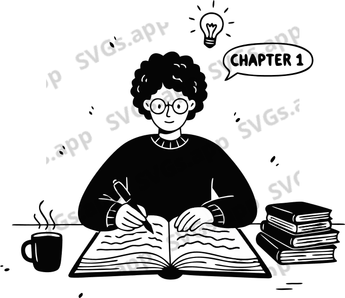an author writing a book for logo - Free AI SVG Vector Illustration