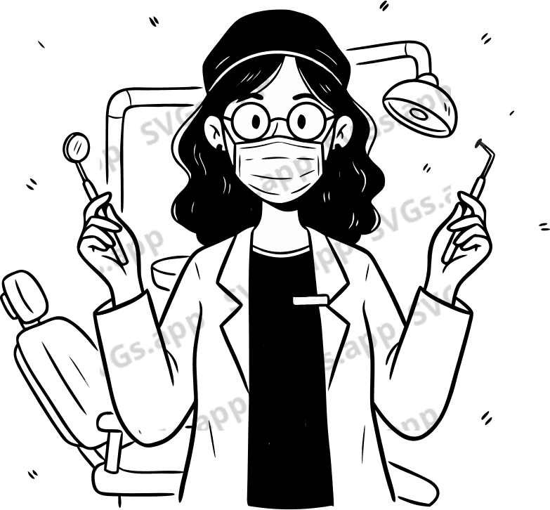 Beautiful dentist doctor with a mask - Free AI SVG Vector Illustration