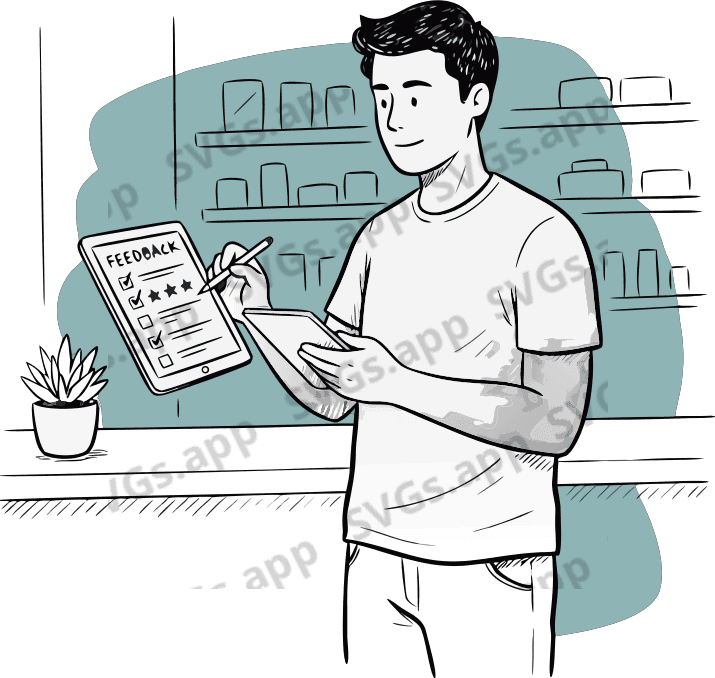 Man filling feedback form in store - Free AI SVG Vector Illustration