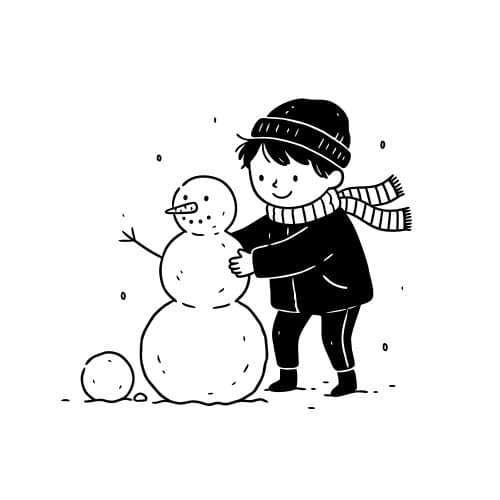 Child building a snowman