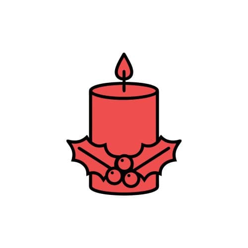 Christmas candle with holly