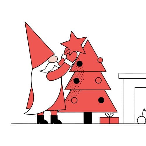 Christmas gnome decorating a t