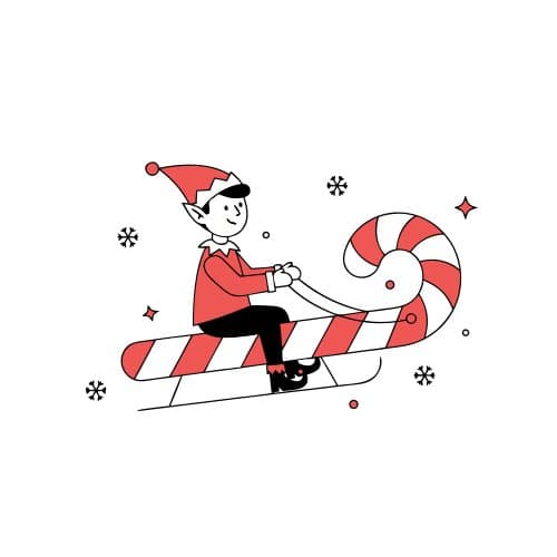 Elf riding a candy cane