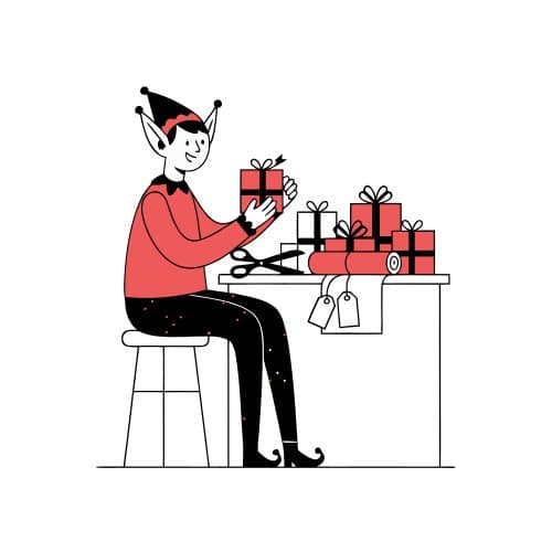 Elf wrapping presents