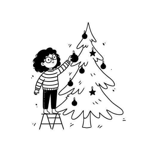 Girl hanging an ornament on a