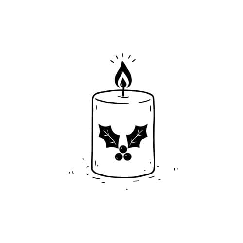 Holiday candle with holly