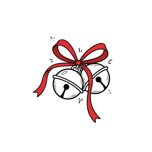 Jingle bells with red ribbon