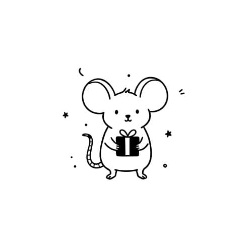 Mouse holding a tiny present