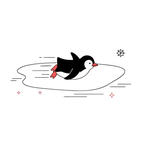 Penguin sliding on ice
