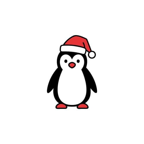 Penguin wearing a santa hat