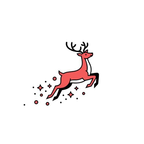 Reindeer flying with sparkles
