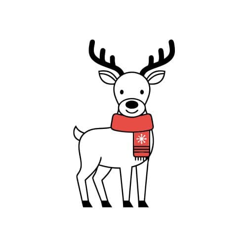 Reindeer wearing a christmas s