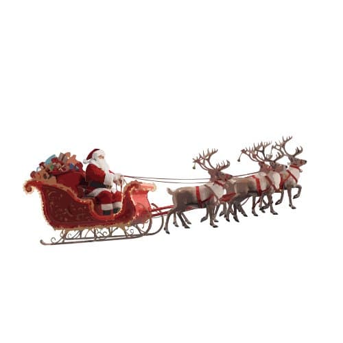 Santa driving a red holiday sl