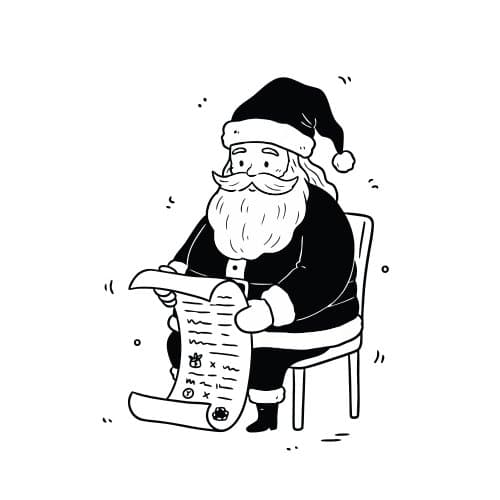 Santa reading the gift list sc