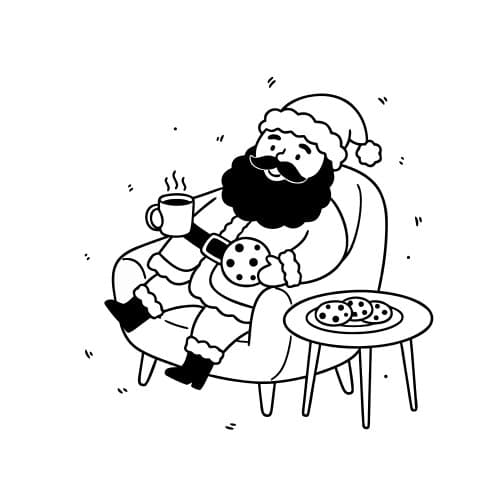 Santa relaxing with cookies an