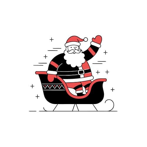 Santa waving while riding a sl