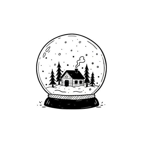 Snow globe with winter cabin