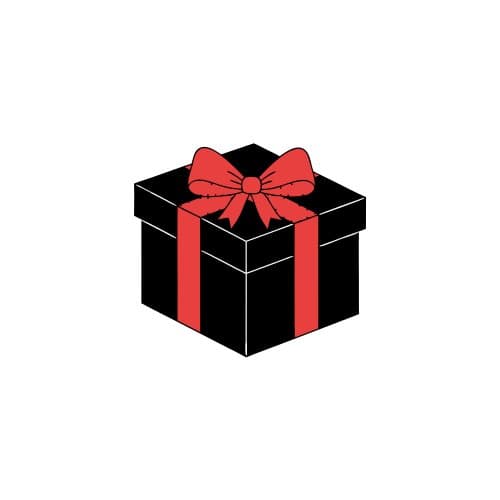 Wrapped gift box with ribbon