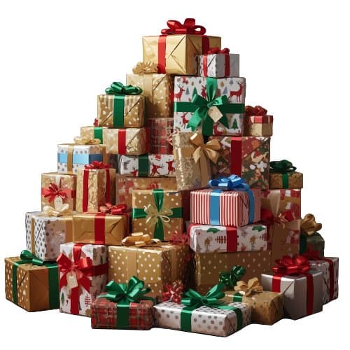 Wrapped gifts stack